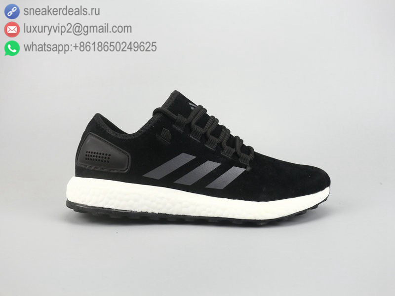 ADIDAS ULTRA BOOST BLACK LEATHER MEN RUNNING SHOES